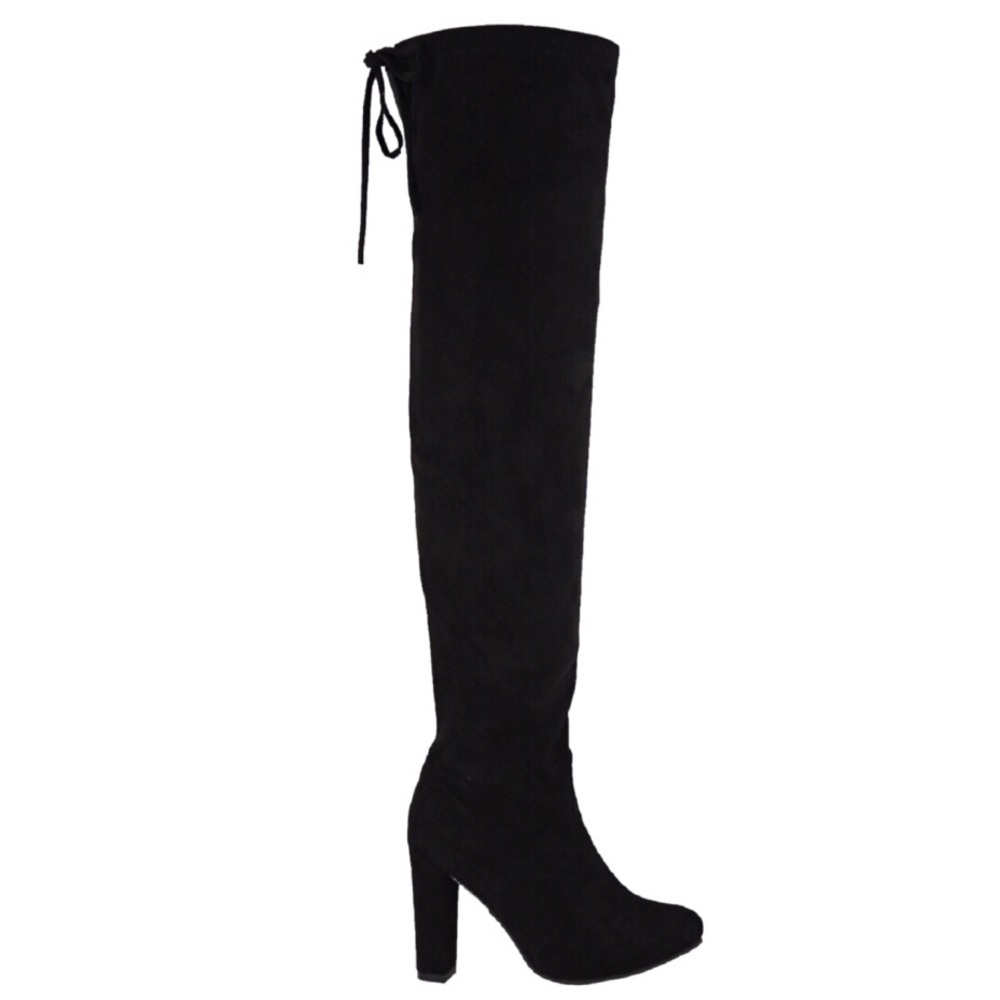 TOP Moda Black Over-the-Knee Block Heel Boots
